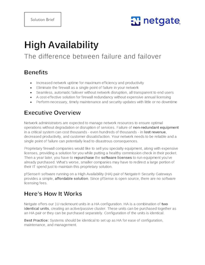 Front page preview of High Availability Solution Brief